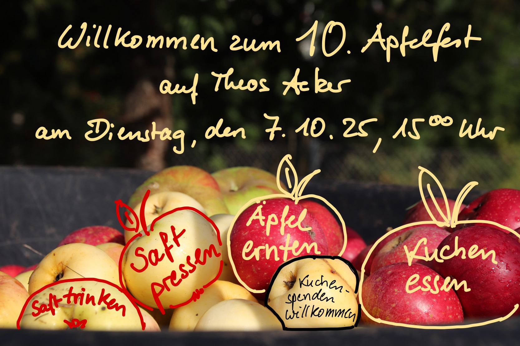 Willkommen zum 10. Apfelfest auf Theos Acker!